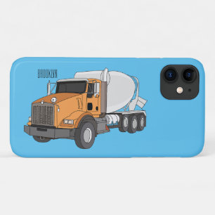 コンクリートセメント混合トラック漫画イラストレーション iPhone 11 ケース