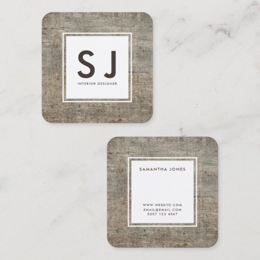 コンクリートテクスチャシンプルのモダンインテリア設計 スクエア名刺 (正面/裏面)