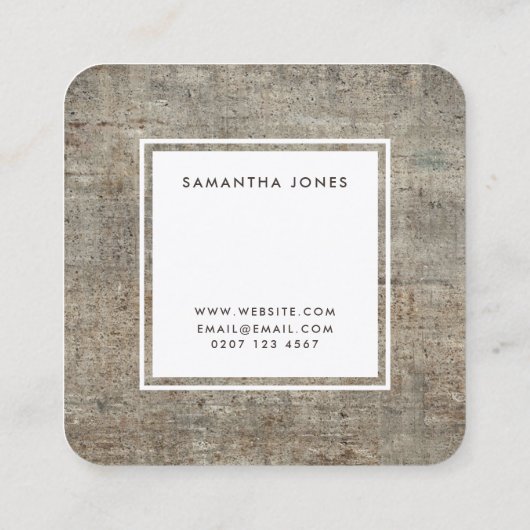 コンクリートテクスチャシンプルのモダンインテリア設計 スクエア名刺 (裏面)