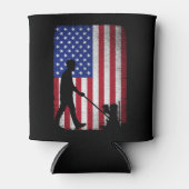 コンクリートフィニッシャーアメリカ国旗の愛国心 缶クーラー (正面)