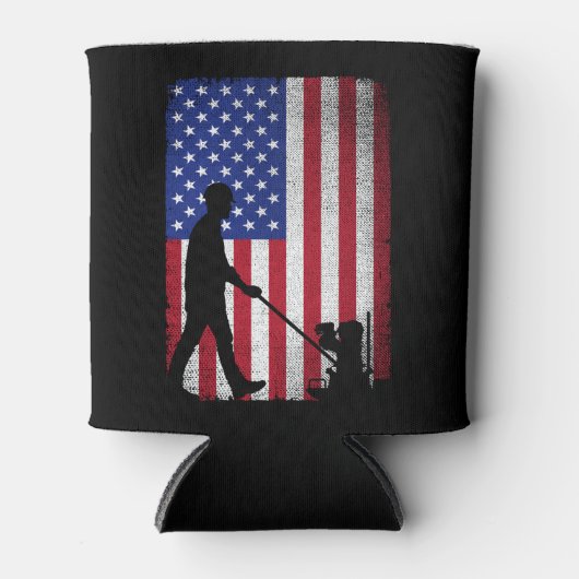 コンクリートフィニッシャーアメリカ国旗の愛国心 缶クーラー (正面)