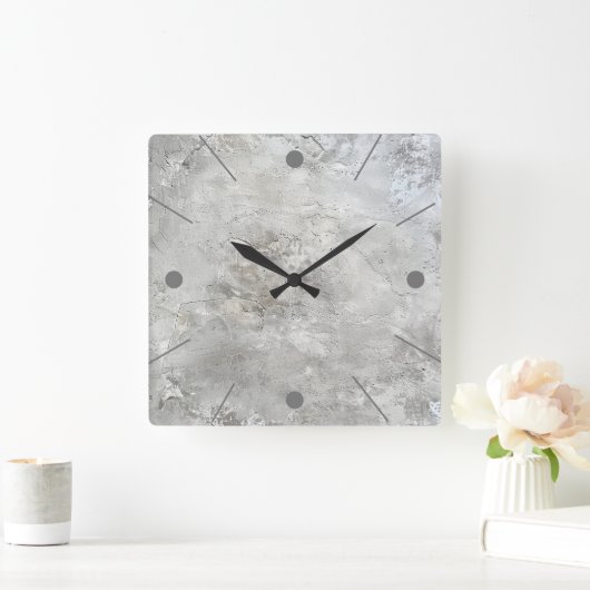 コンクリートフェイク壁時計 スクエア壁時計 (ホーム)