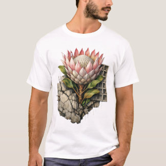 コンクリートブルーム - ボタニカル アーバン コントラスト デザイン Tシャツ