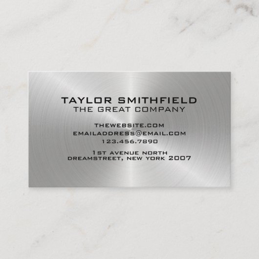 コンクリートプロフェッショナル金属銀ビジネスカード 名刺 (正面)