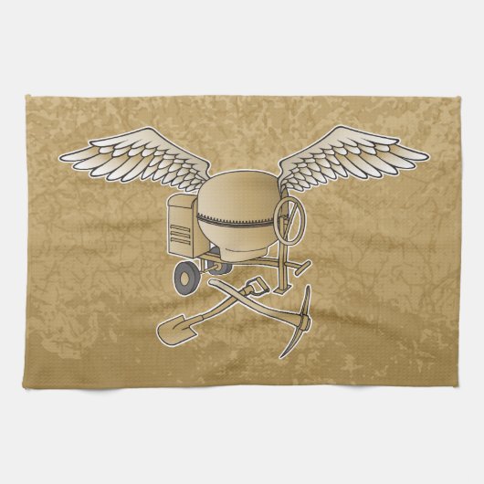 コンクリートミキサーのベージュ キッチンタオル (横)