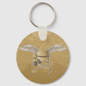 コンクリートミキサーのベージュ キーホルダー (正面)