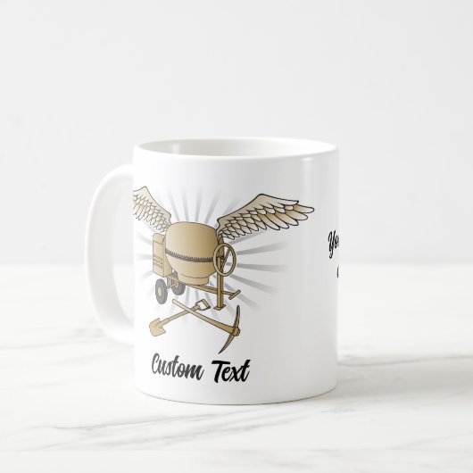 コンクリートミキサーのベージュ コーヒーマグカップ (正面左)