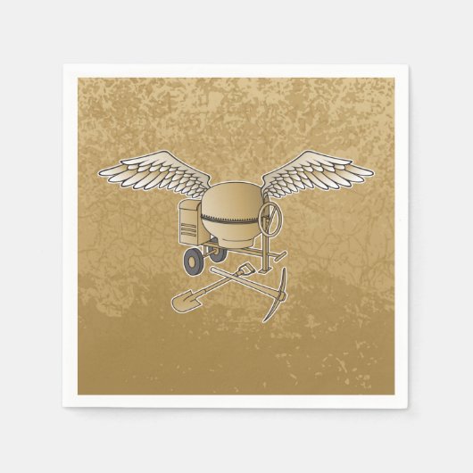 コンクリートミキサーのベージュ スタンダードカクテルナプキン (正面)