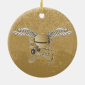 コンクリートミキサーのベージュ セラミックオーナメント (裏面)