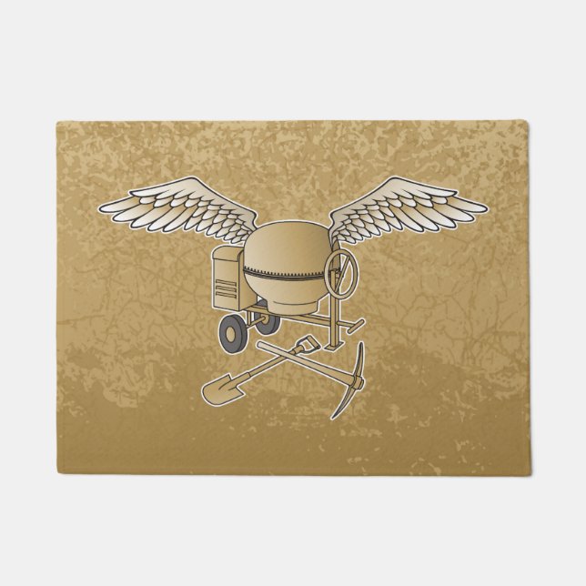 コンクリートミキサーのベージュ ドアマット (正面)