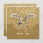 コンクリートミキサーのベージュ 招待状 (正面/裏面)