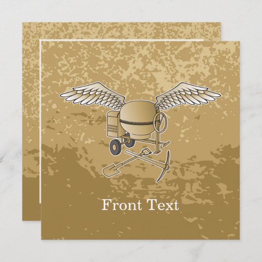 コンクリートミキサーのベージュ 招待状 (正面/裏面)