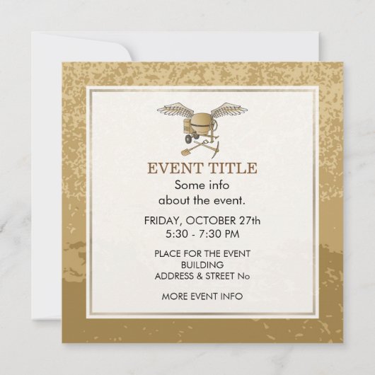 コンクリートミキサーのベージュ 招待状 (裏面)