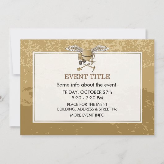 コンクリートミキサーのベージュ 招待状 (裏面)