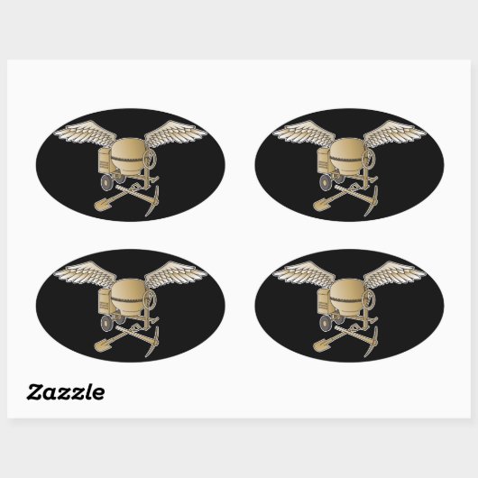 コンクリートミキサーのベージュ 楕円形シール (シート)