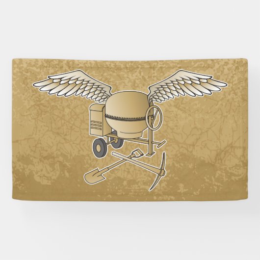 コンクリートミキサーのベージュ 横断幕 (横)