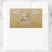 コンクリートミキサーのベージュ 長方形シール (バッグ)