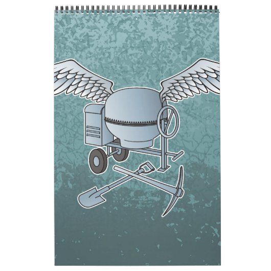 コンクリートミキサーブルーグレー カレンダー (カバー)
