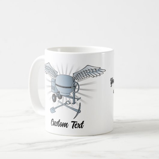 コンクリートミキサーブルーグレー コーヒーマグカップ (正面左)