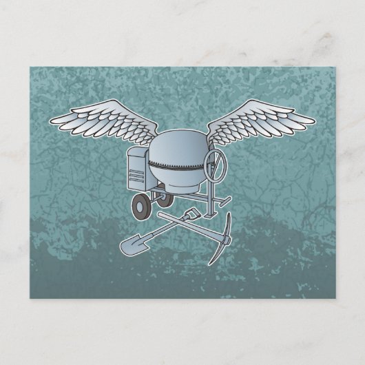 コンクリートミキサーブルーグレー ポストカード (正面)