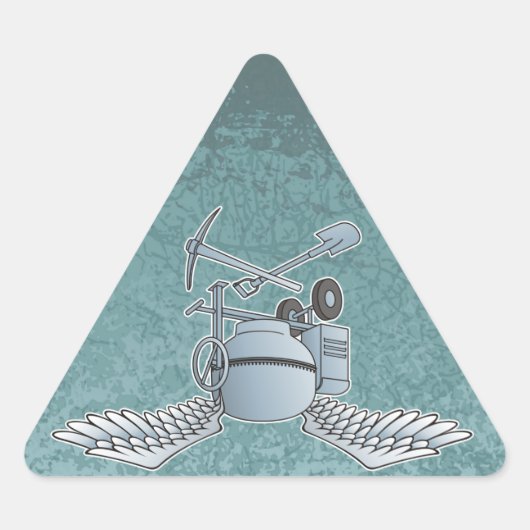 コンクリートミキサーブルーグレー 三角形シール (正面)