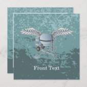 コンクリートミキサーブルーグレー 招待状 (正面/裏面)