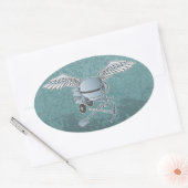 コンクリートミキサーブルーグレー 楕円形シール (封筒)