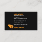 コンクリートミキサーモノグラムオレンジ/ブラックビジネスカード コーリングカード (裏面)