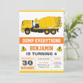 コンクリートミキサー建築子供の誕生日パーティー 招待状 (スタンド正面)
