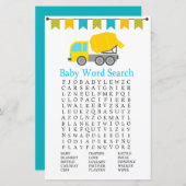 コンクリートミキサー赤ちゃんシャワー語検索ゲーム (正面/裏面)