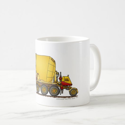 コンクリートミキサー車の前部排出のトラックの建築Mu コーヒーマグカップ (正面右)