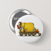 コンクリートミキサー車の前部排出のトラックの建築Pi 缶バッジ (正面&裏面)