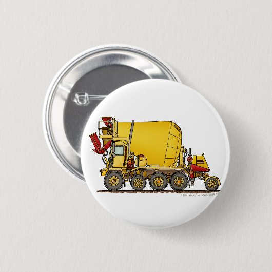 コンクリートミキサー車の前部排出のトラックの建築Pi 缶バッジ (正面&裏面)