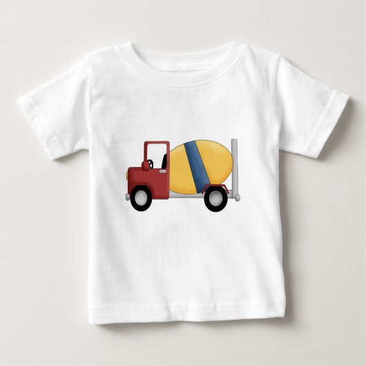 コンクリートミキサー車のTシャツおよびギフト ベビーTシャツ (正面)