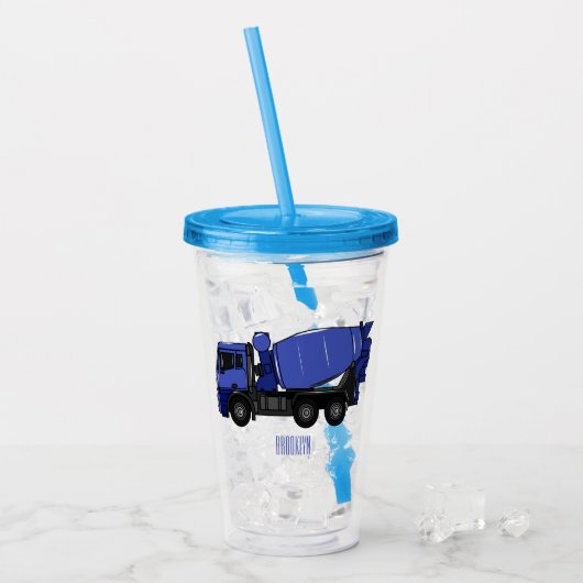 コンクリートミキシング輸送トラックの漫画 アクリルタンブラー (アイス正面)