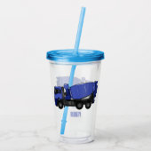 コンクリートミキシング輸送トラックの漫画 アクリルタンブラー (裏面)