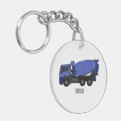 コンクリートミキシング輸送トラックの漫画 キーホルダー (正面左)