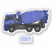 コンクリートミキシング輸送トラックの漫画 シール (正面)