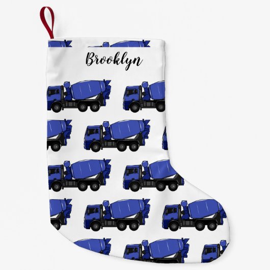 コンクリートミキシング輸送トラックの漫画 スモールクリスマスストッキング (正面)