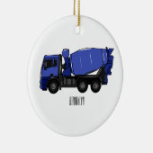 コンクリートミキシング輸送トラックの漫画 セラミックオーナメント (右)
