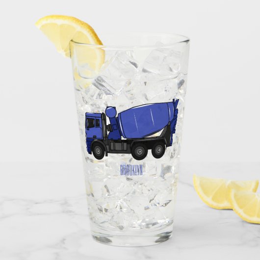 コンクリートミキシング輸送トラックの漫画 タンブラーグラス (アイス正面)