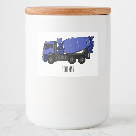 コンクリートミキシング輸送トラックの漫画 フードラベル (正面)