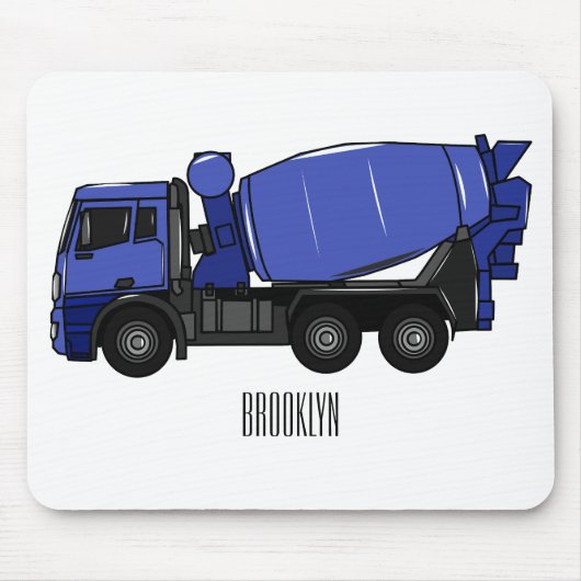 コンクリートミキシング輸送トラックの漫画 マウスパッド (正面)