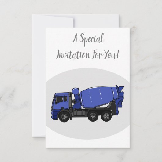 コンクリートミキシング輸送トラックの漫画 招待状 (裏面)