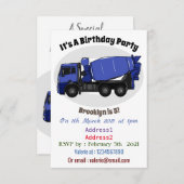 コンクリートミキシング輸送トラックの漫画 招待状 (正面/裏面)