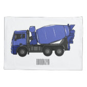 コンクリートミキシング輸送トラックの漫画 枕カバー (裏面)