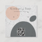 コンクリートモダン抽象芸術イヤリング表示QRコード スクエア名刺 (正面)
