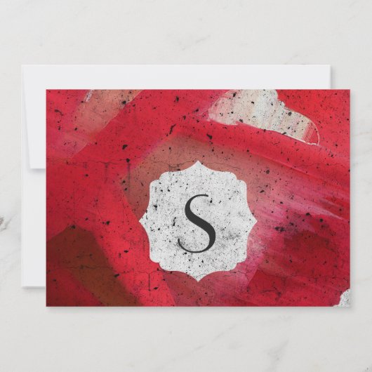 コンクリート上の水色彩の鮮やか色抽象芸術バラ 招待状 (裏面)