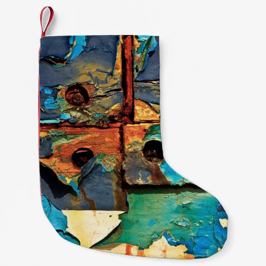 コンクリート壁(抽象芸術絵画付き) スモールクリスマスストッキング (正面)