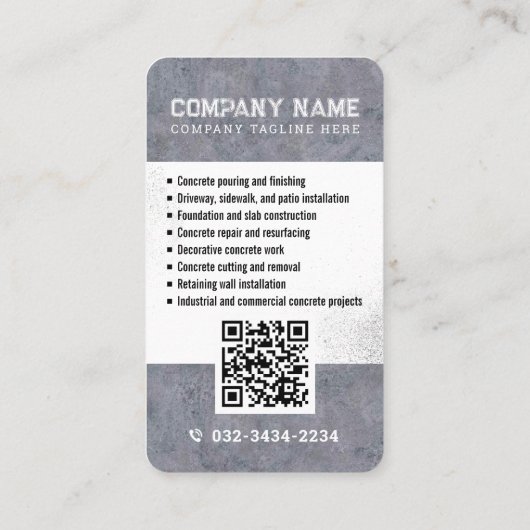 コンクリート敷設、建築、コンクリート事業C 名刺 (裏面)
